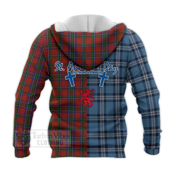 Sinclair Tartan Knitted Hoodie Happy St. Andrew's Day Half Tartan Style