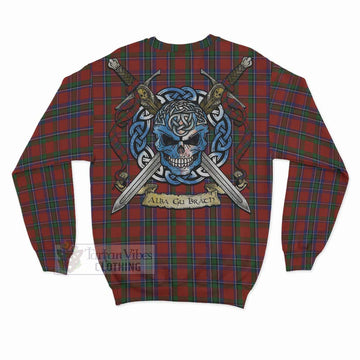 Sinclair Tartan Sweatshirt with Family Crest Celtic Skull Style