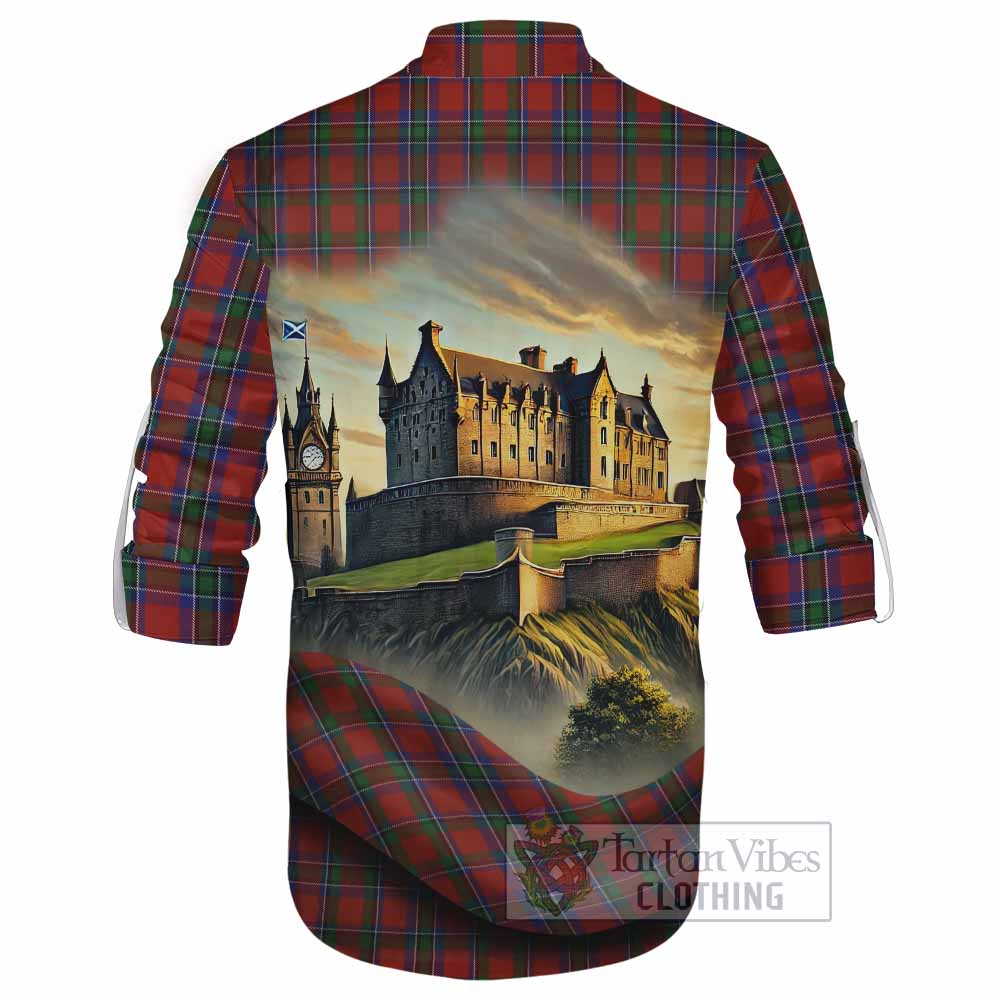 Sinclair Tartan Family Crest Ghillie Kilt Shirt with Scottish Ancient Castle Style - Tartan Vibes Clothing