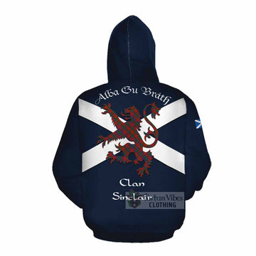 Sinclair Tartan Lion Rampant Cotton Hoodie Proudly Display Your Heritage with Alba Gu Brath and Clan Name