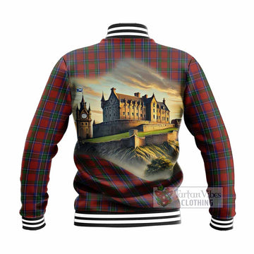 Sinclair Tartan Family Crest Baseball Jacket with Scottish Ancient Castle Style - Tartan Vibes Clothing