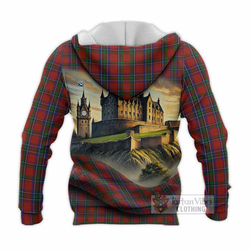 Sinclair Tartan Family Crest Knitted Hoodie with Scottish Ancient Castle Style - Tartan Vibes Clothing
