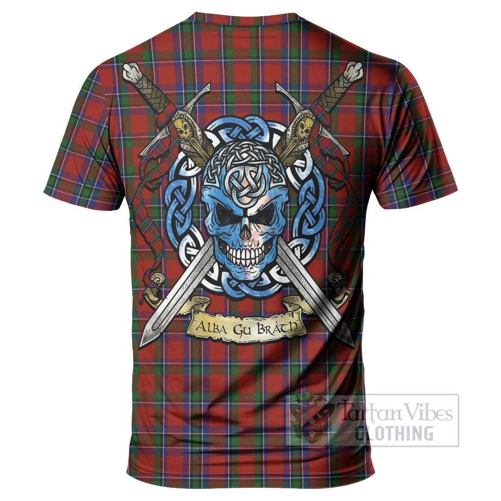 Tartan Vibes Clothing Sinclair Tartan T-Shirt with Family Crest Celtic Skull Style