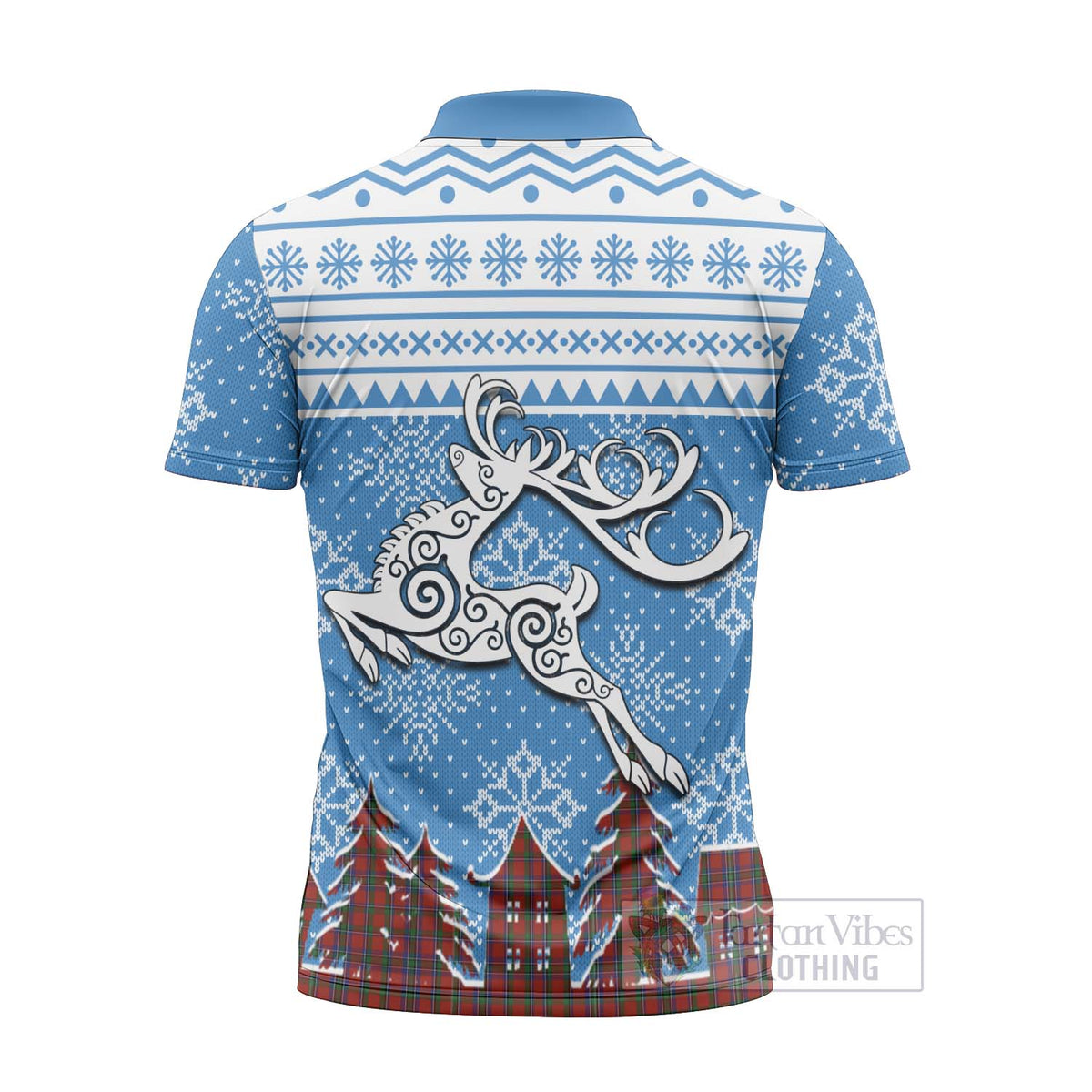 Sinclair Clan Christmas Zipper Polo Shirt Celtic Reindeer Style - Tartan Vibes Clothing