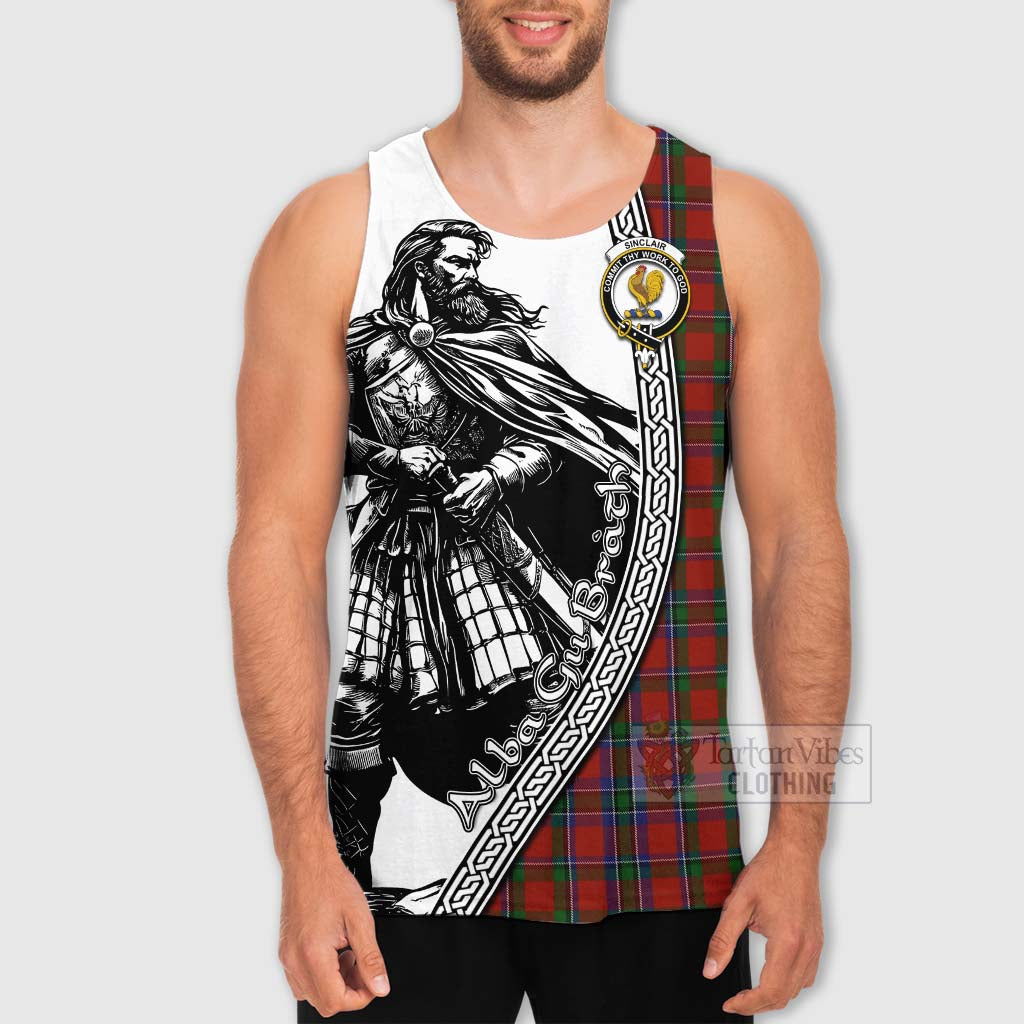 Tartan Vibes Clothing Sinclair Tartan Clan Crest Men's Tank Top with Highlander Warrior Celtic Style