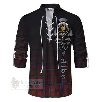 Sinclair Tartan Ghillie Kilt Shirt Featuring Alba Gu Brath Family Crest Celtic Inspired