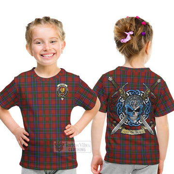 Sinclair Tartan Kid T-Shirt with Family Crest Celtic Skull Style