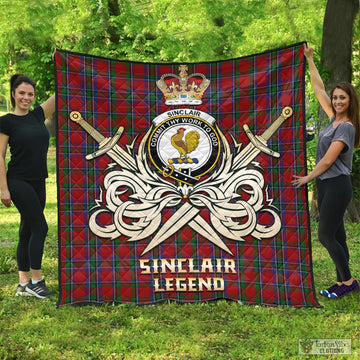 Sinclair Tartan Quilt with Clan Crest and the Golden Sword of Courageous Legacy