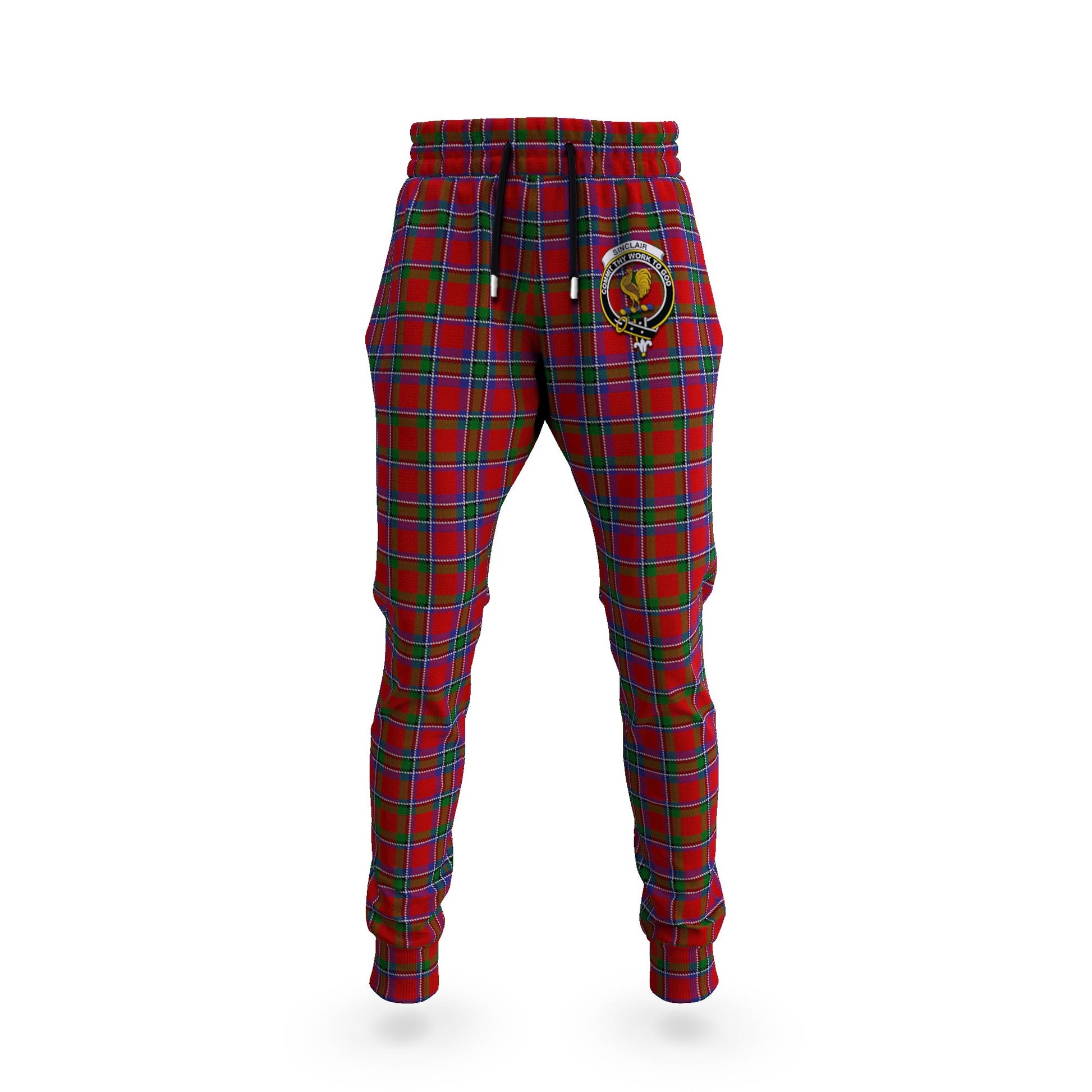 Sinclair Tartan Joggers Pants with Family Crest - Tartanvibesclothing Shop