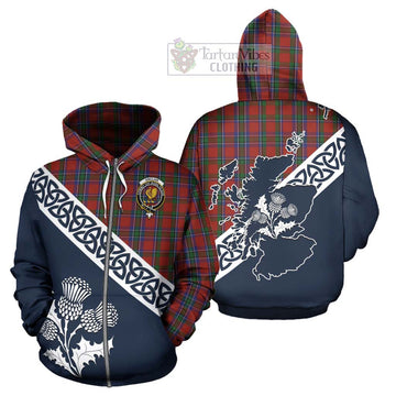 Sinclair Tartan Hoodie Featuring Thistle and Scotland Map