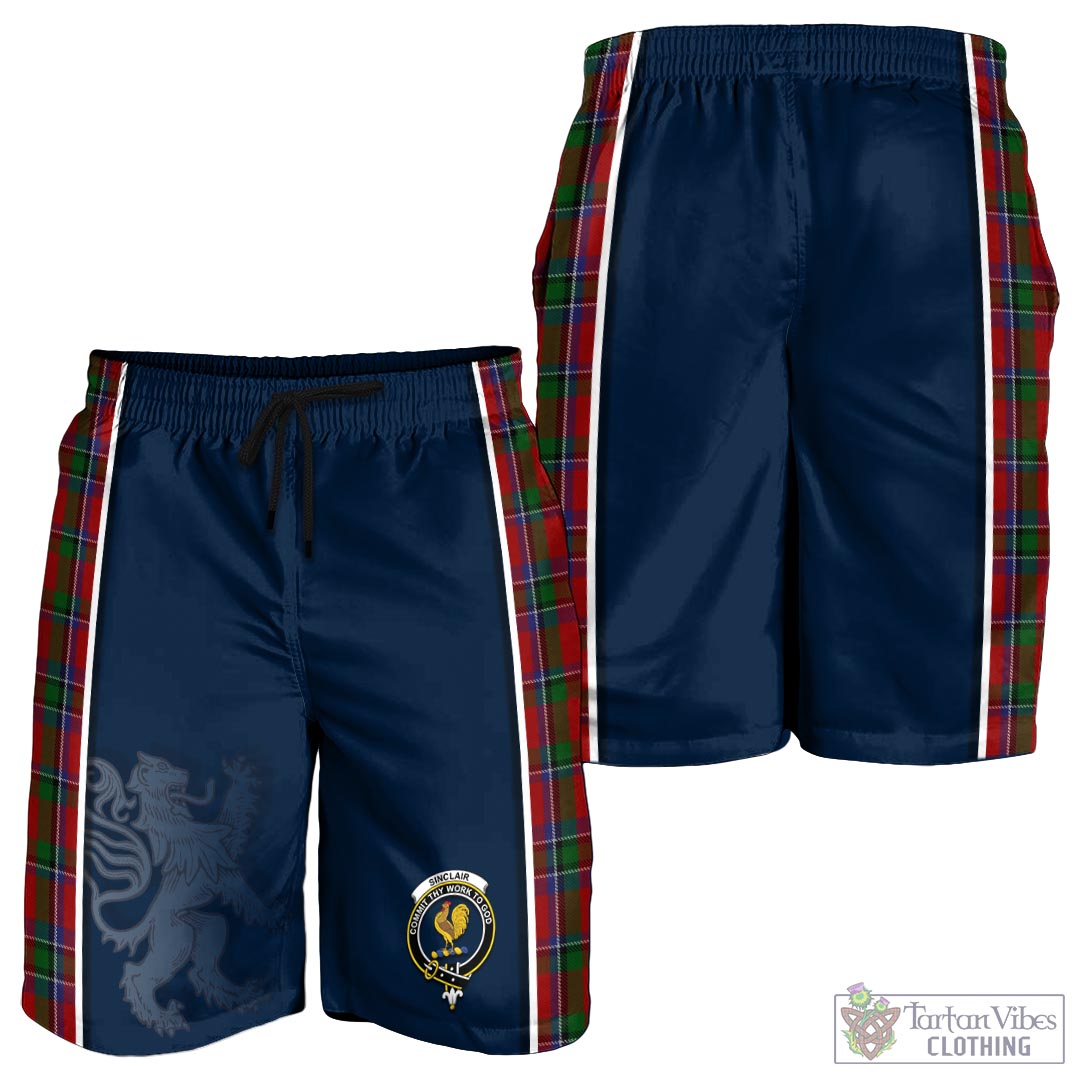 Tartan Vibes Clothing Sinclair Tartan Men's Shorts with Family Crest and Lion Rampant Vibes Sport Style