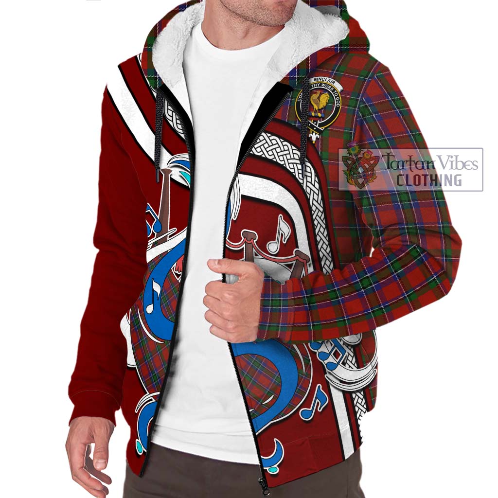 Tartan Vibes Clothing Sinclair Tartan Sherpa Hoodie with Epic Bagpipe Style