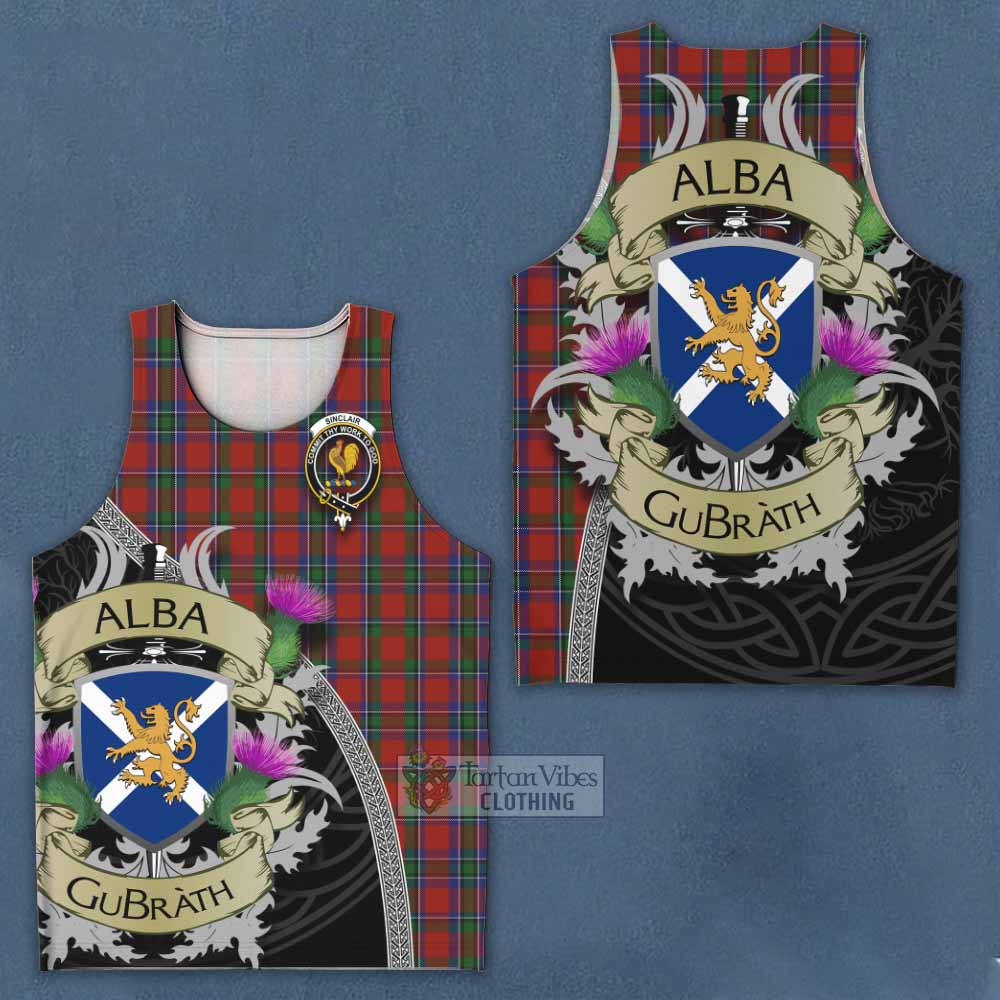 Sinclair Tartan Family Crest Men's Tank Top Lion Rampant Royal Thistle Shield Celtic Inspired - Tartan Vibes Clothing