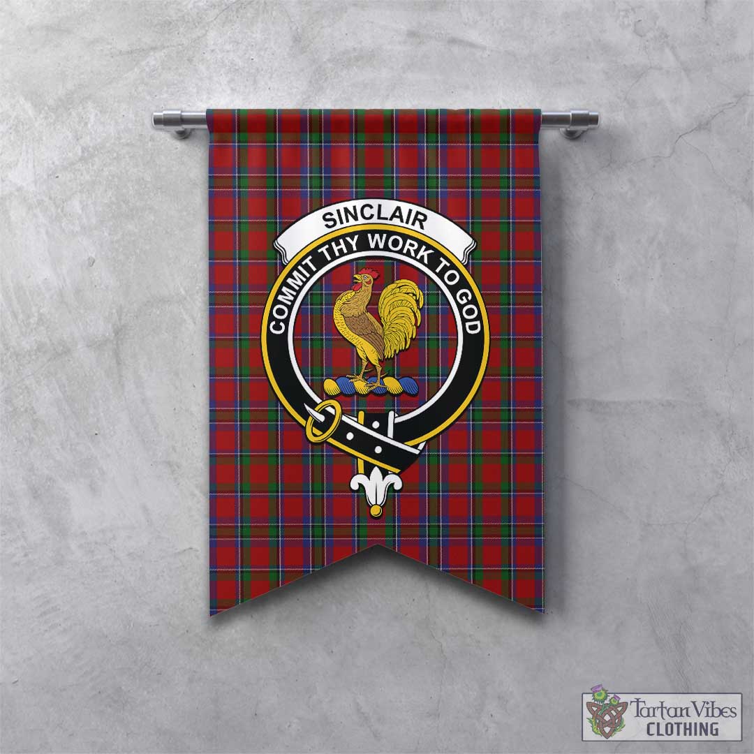 Tartan Vibes Clothing Sinclair Tartan Gonfalon, Tartan Banner with Family Crest