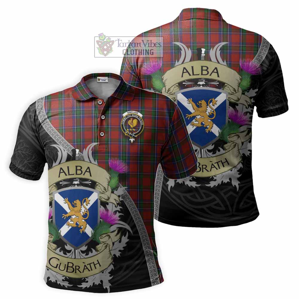 Sinclair Tartan Family Crest Polo Shirt Lion Rampant Royal Thistle Shield Celtic Inspired - Tartan Vibes Clothing