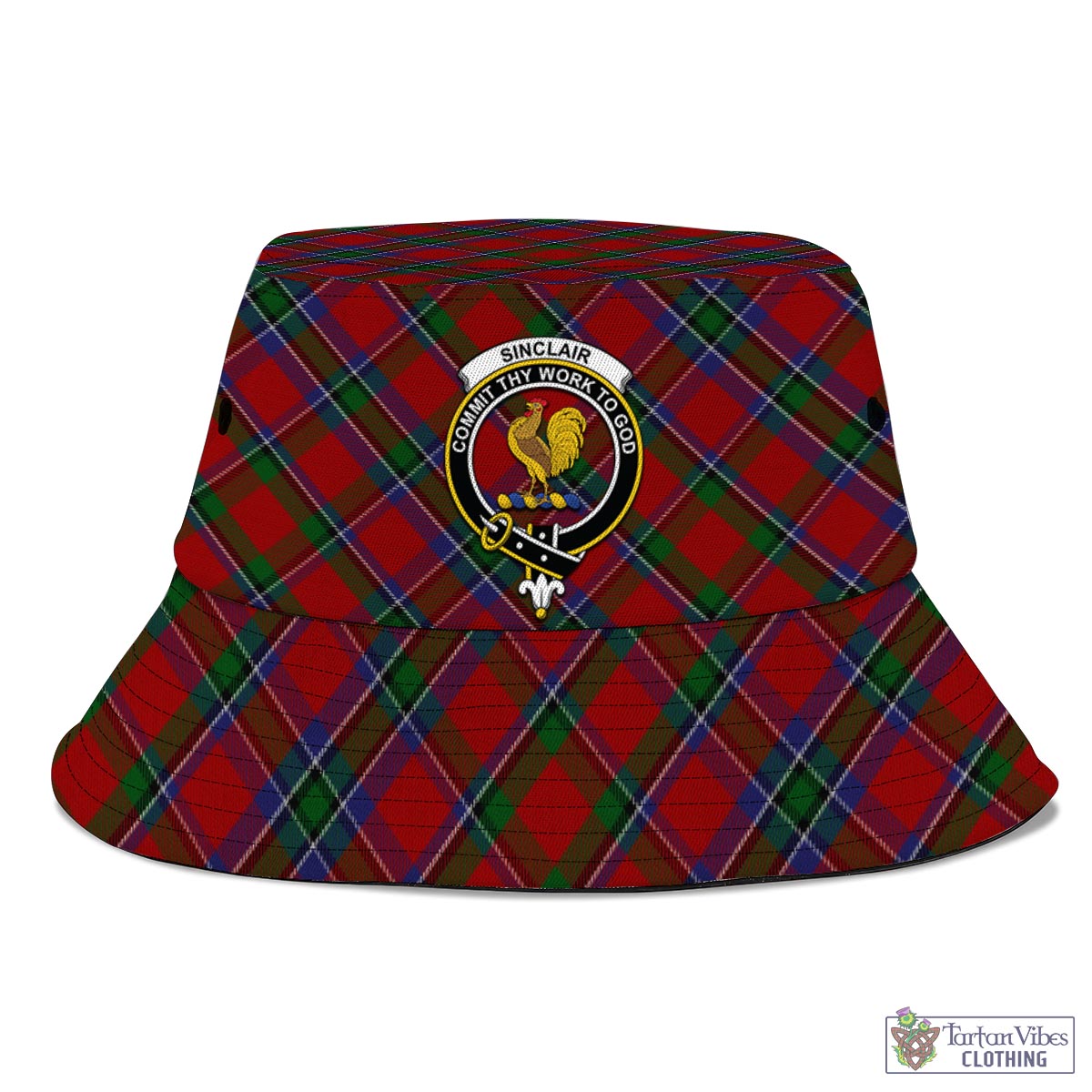 Tartan Vibes Clothing Sinclair Tartan Bucket Hat with Family Crest