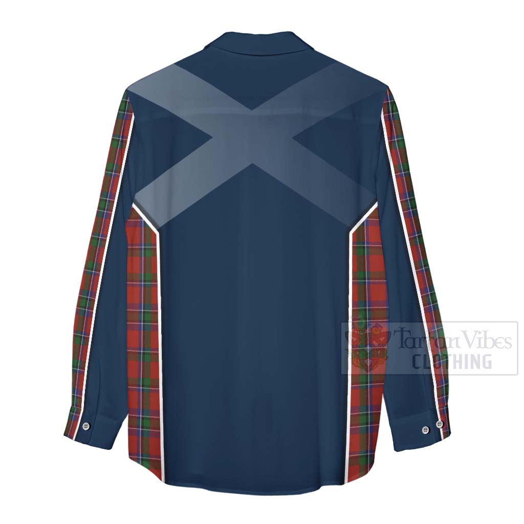 Tartan Vibes Clothing Sinclair Tartan Women's Casual Shirt with Family Crest and Scottish Thistle Vibes Sport Style