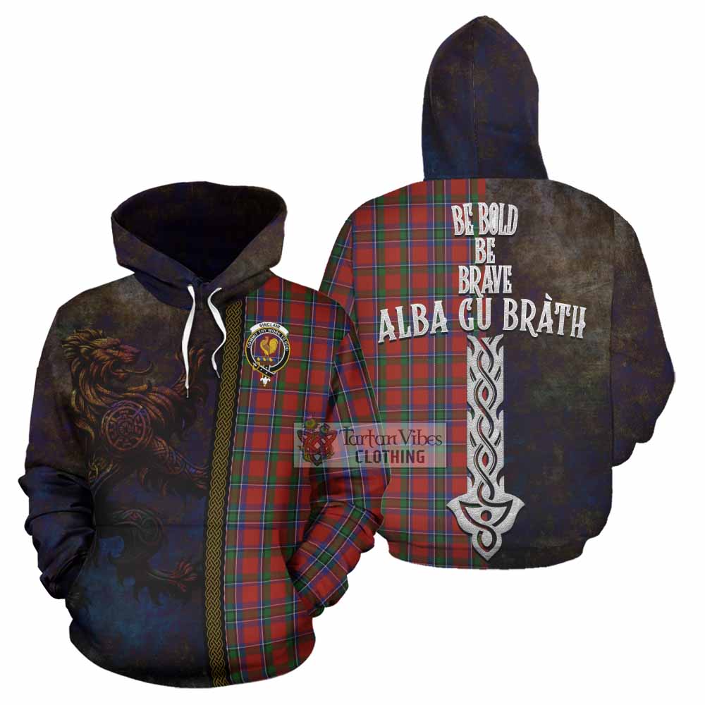 Sinclair Tartan Family Crest Hoodie Alba Gu Brath Be Brave Lion Ancient Style - Tartan Vibes Clothing