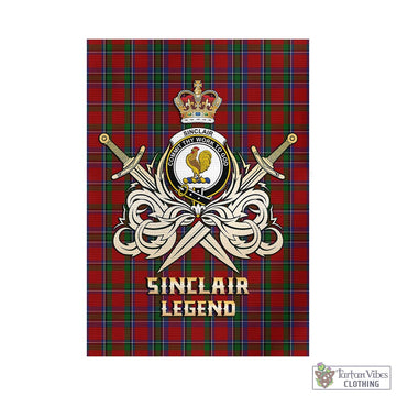 Sinclair Tartan Garden Flag with Clan Crest and the Golden Sword of Courageous Legacy - Tartan Vibes Clothing