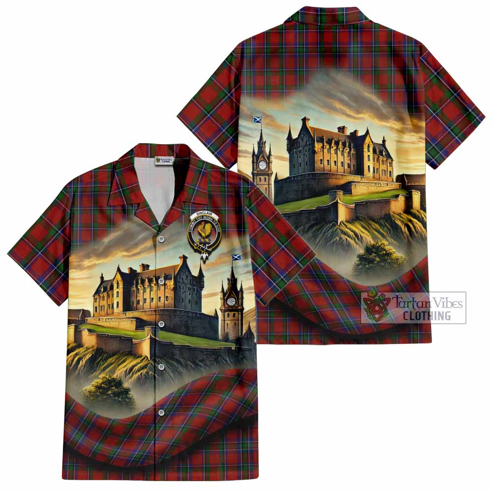 Sinclair Tartan Family Crest Hawaiian Shirt with Scottish Ancient Castle Style - Tartan Vibes Clothing