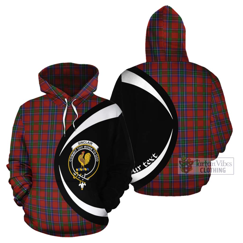 Tartan Vibes Clothing Sinclair Tartan Cotton Hoodie with Family Crest Circle Style