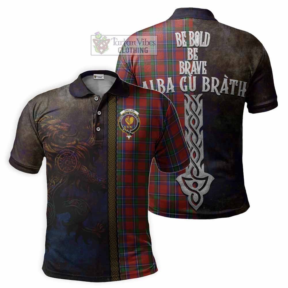 Sinclair Tartan Family Crest Polo Shirt Alba Gu Brath Be Brave Lion Ancient Style - Tartan Vibes Clothing