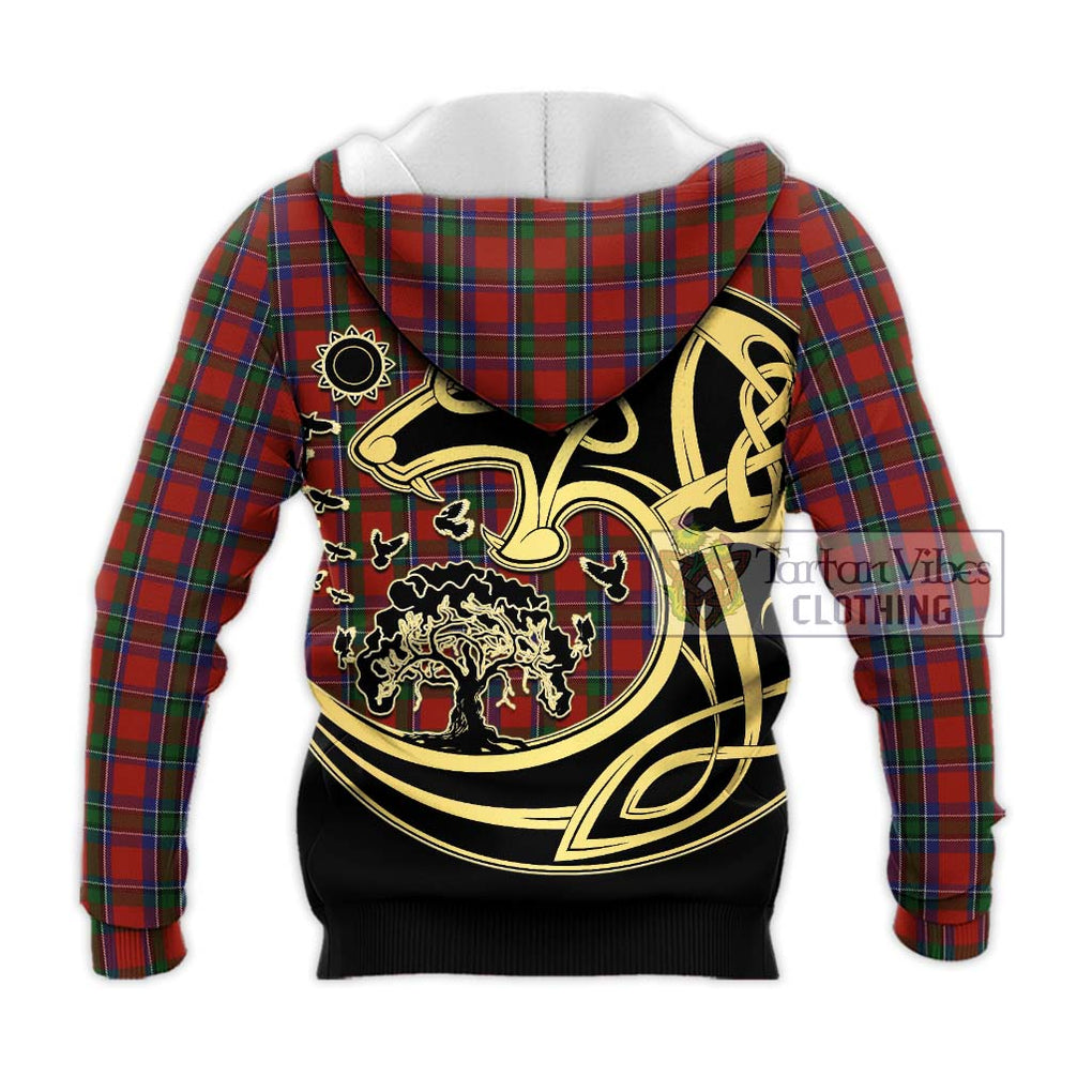 Sinclair Tartan Knitted Hoodie with Family Crest Celtic Wolf Style - Tartan Vibes Clothing