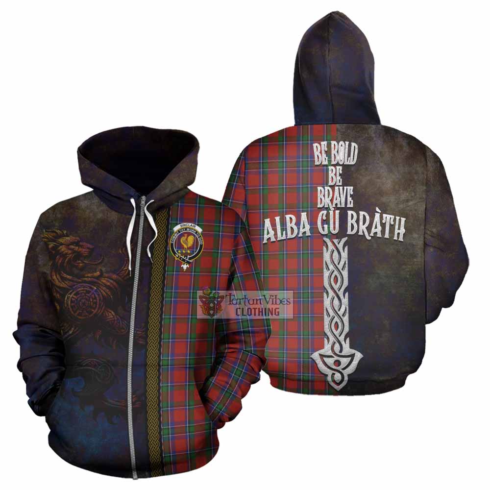 Sinclair Tartan Family Crest Hoodie Alba Gu Brath Be Brave Lion Ancient Style Zip Hoodie - Tartan Vibes Clothing