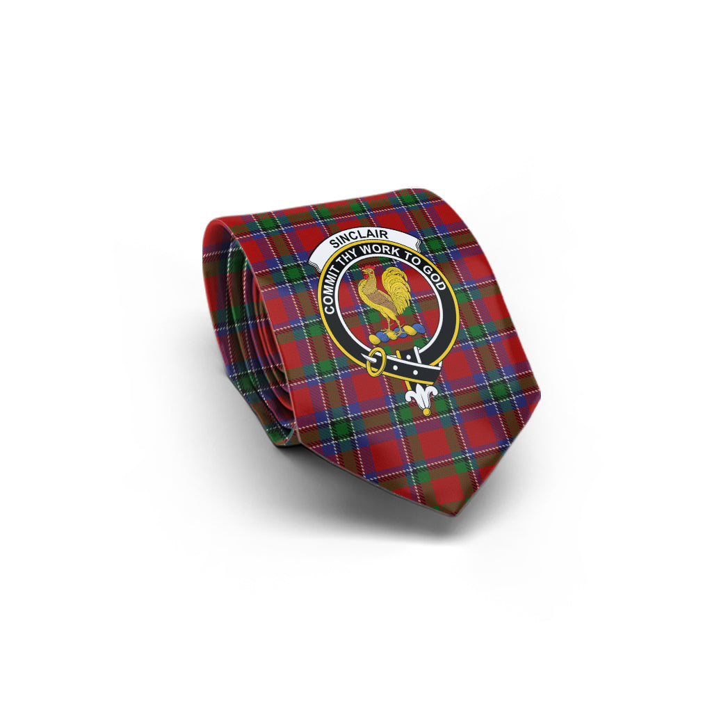 Sinclair Tartan Classic Necktie with Family Crest - Tartan Vibes Clothing