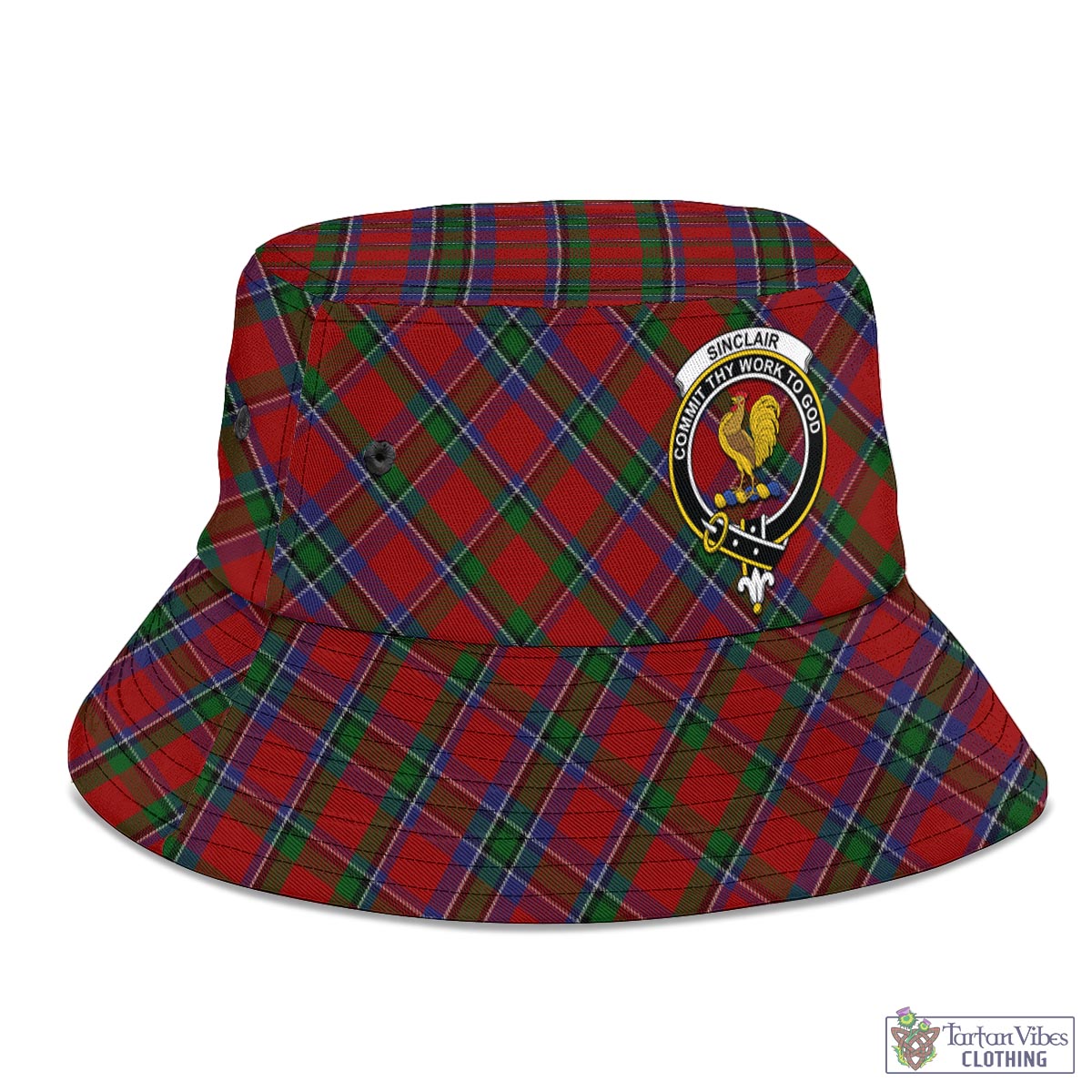 Tartan Vibes Clothing Sinclair Tartan Bucket Hat with Family Crest