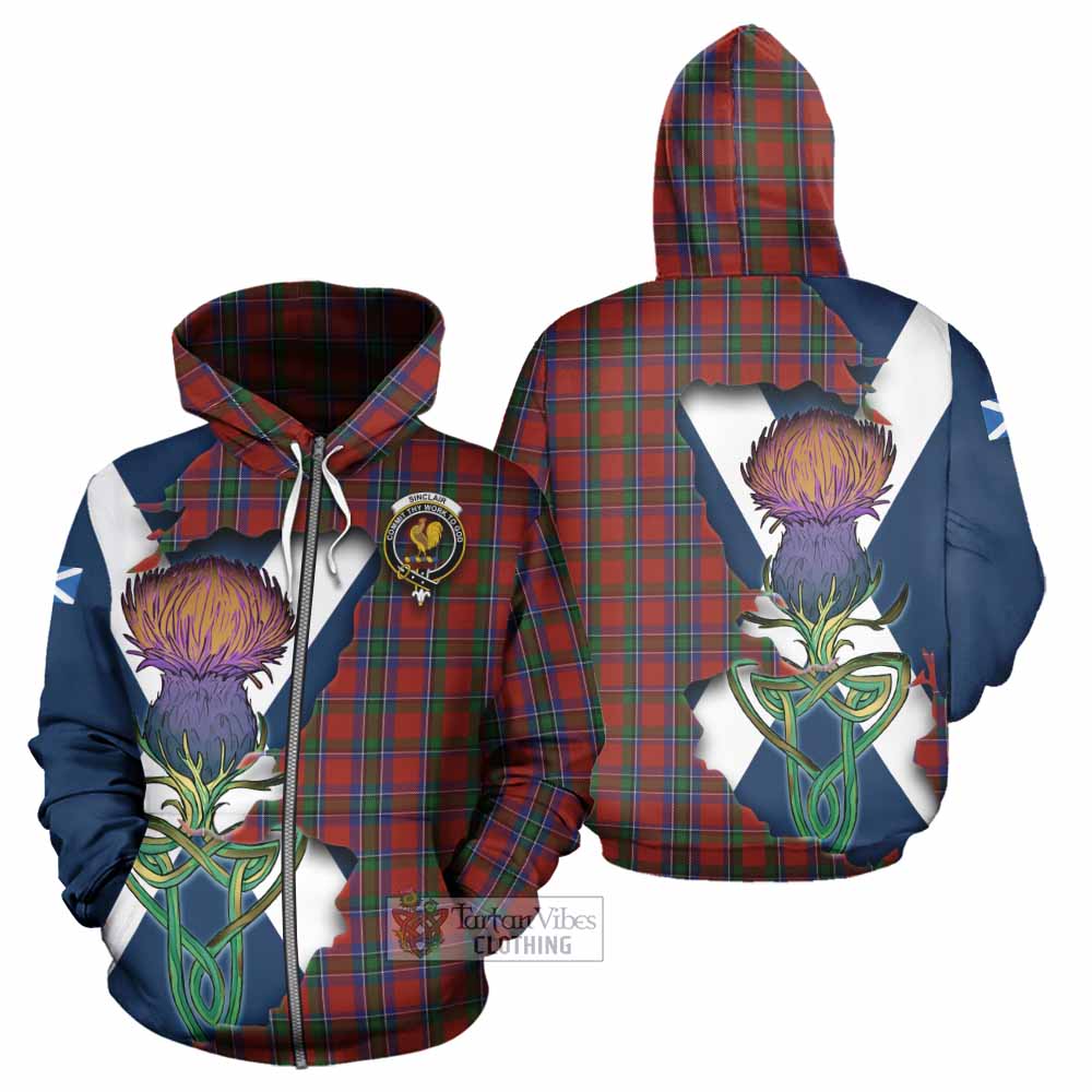 Sinclair Tartan Family Crest Hoodie Scottish Thistle Celtic Inspired Zip Hoodie - Tartan Vibes Clothing