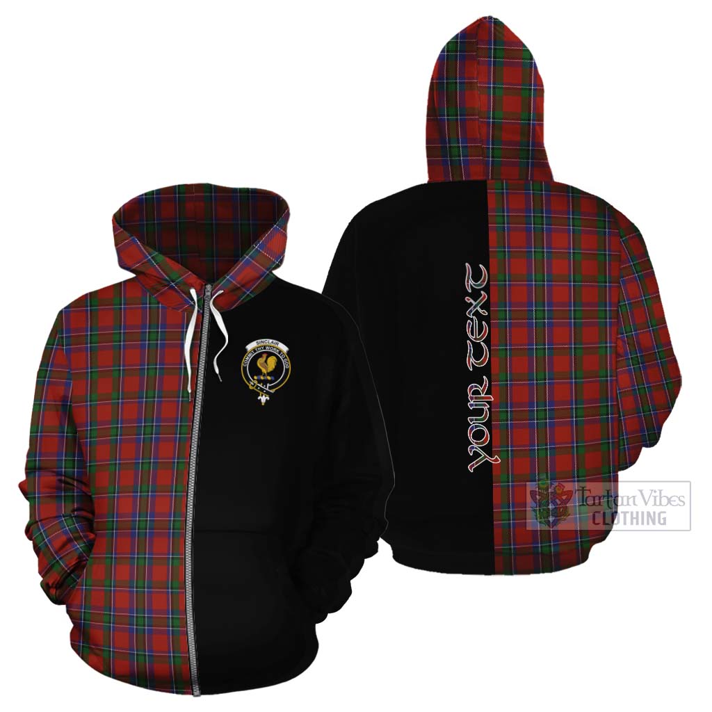 Tartan Vibes Clothing Sinclair Tartan Cotton Hoodie with Family Crest and Half Of Me Style