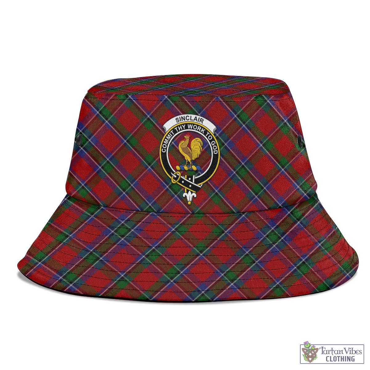 Tartan Vibes Clothing Sinclair Tartan Bucket Hat with Family Crest