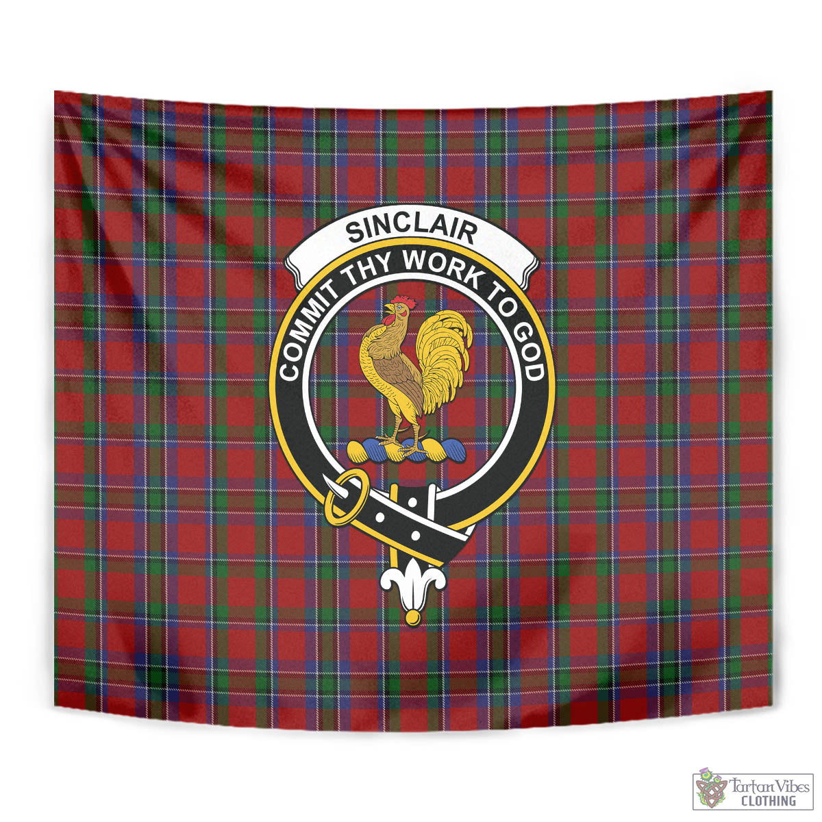 Tartan Vibes Clothing Sinclair Tartan Tapestry Wall Hanging and Home Decor for Room with Family Crest