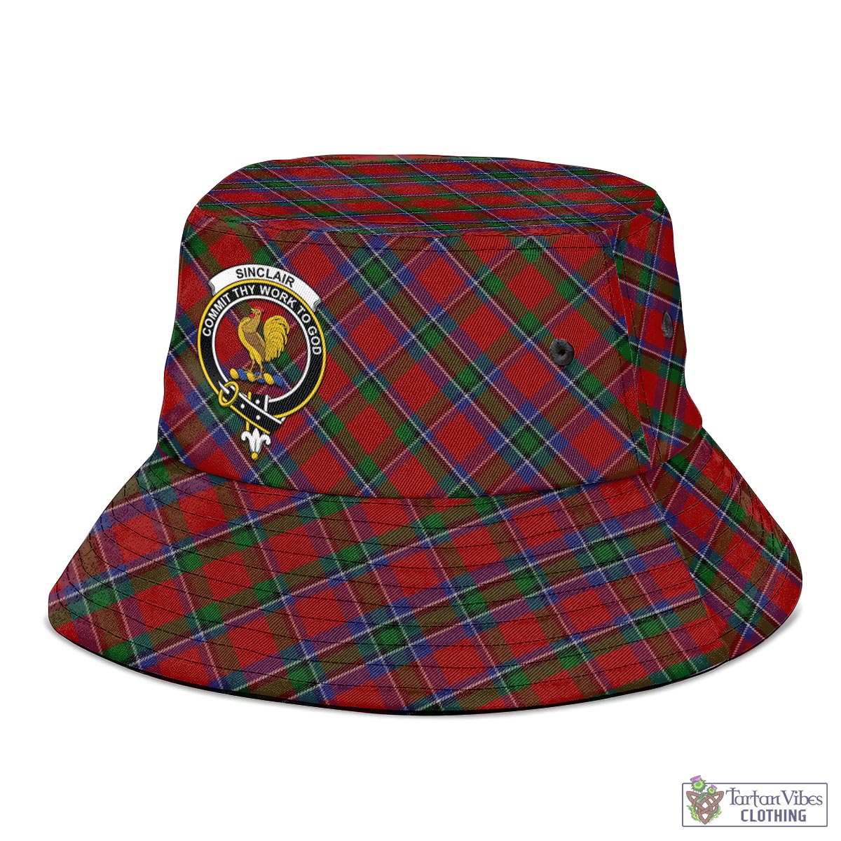 Tartan Vibes Clothing Sinclair Tartan Bucket Hat with Family Crest