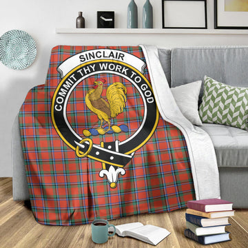 Sinclair Ancient Tartan Blanket with Family Crest