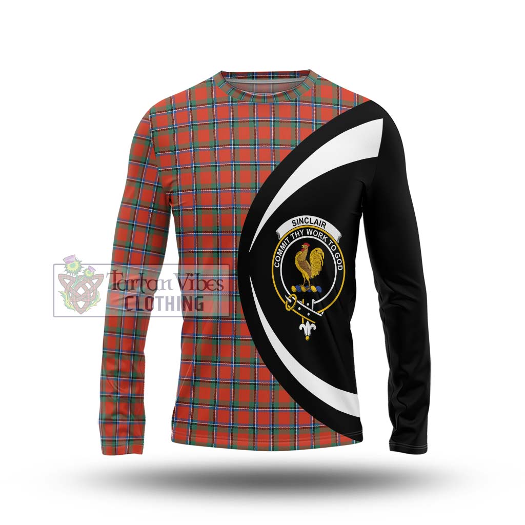 Sinclair Ancient Tartan Long Sleeve T-Shirt with Family Crest Circle Style Unisex - Tartan Vibes Clothing