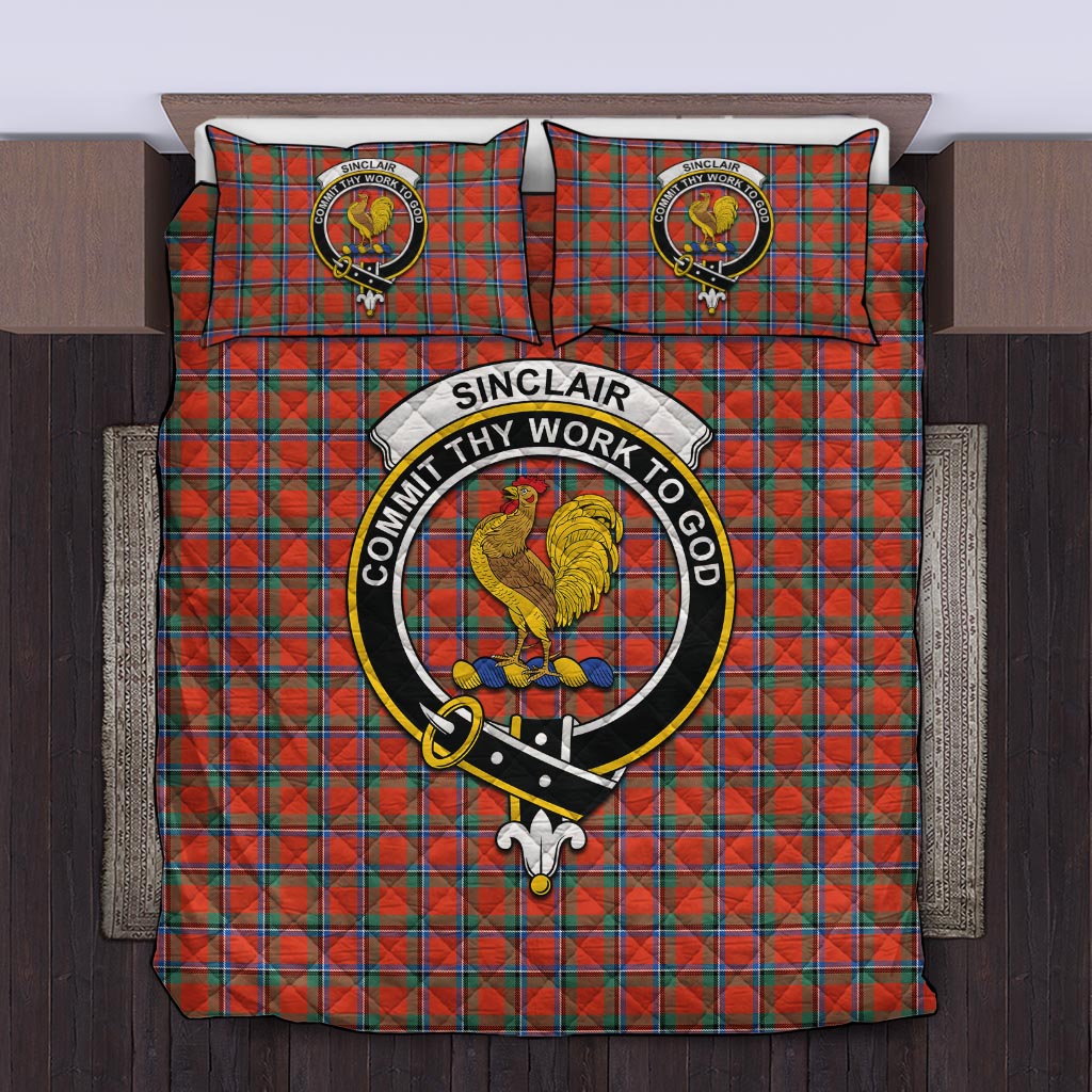 Sinclair Ancient Tartan Quilt Bed Set with Family Crest Twin - Tartan Vibes Clothing