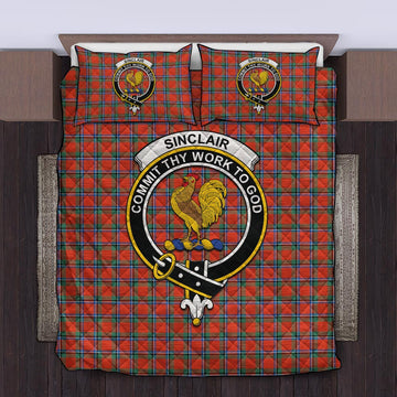 Sinclair Ancient Tartan Quilt Bed Set with Family Crest