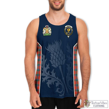 Sinclair Ancient Tartan Men's Tanks Top with Family Crest and Scottish Thistle Vibes Sport Style