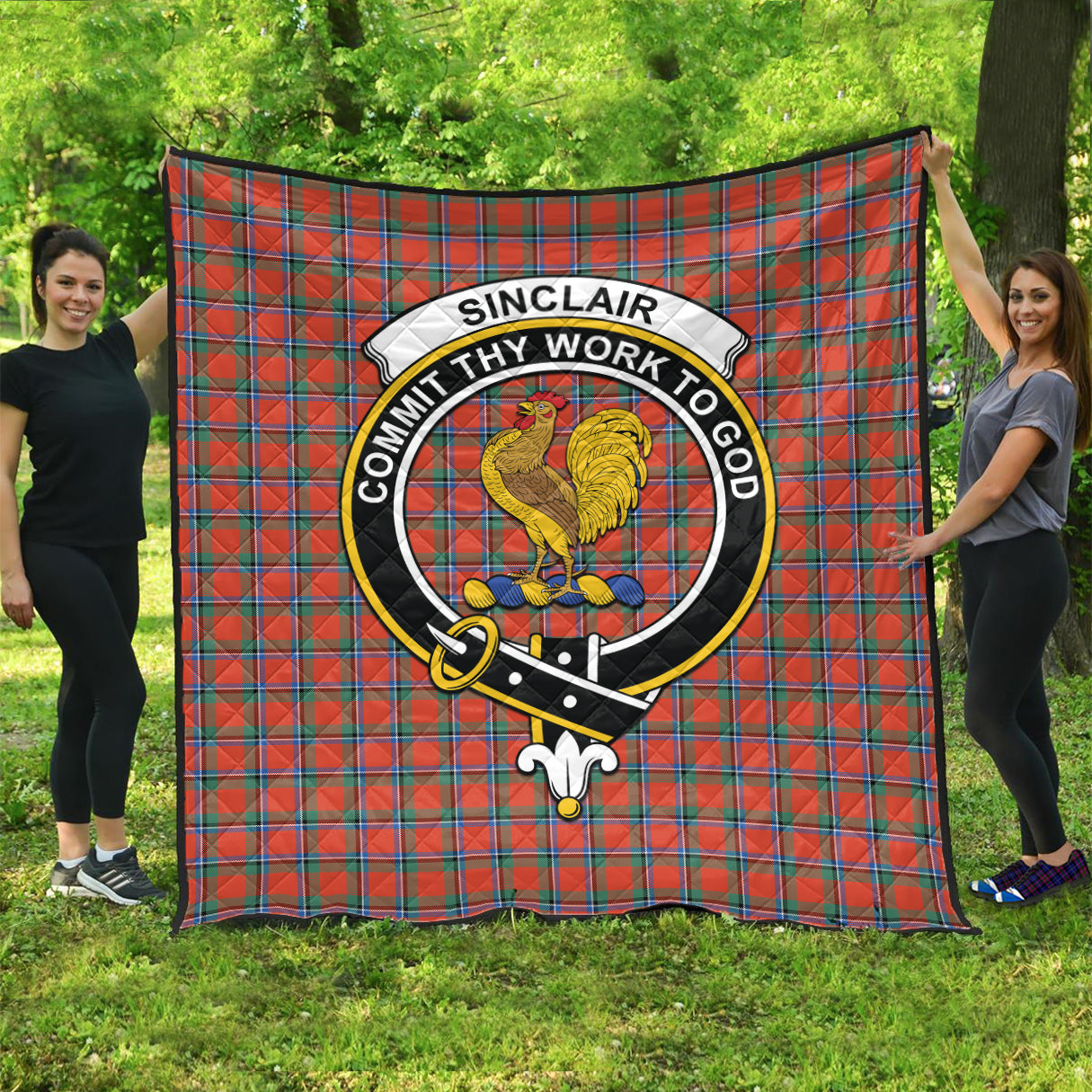 sinclair-ancient-tartan-quilt-with-family-crest