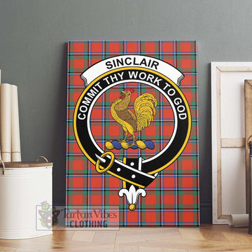 Sinclair Ancient Tartan Canvas Print Wall Art with Family Crest