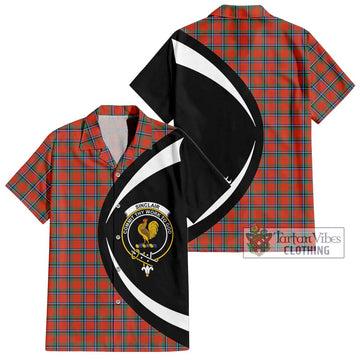 Sinclair Ancient Tartan Short Sleeve Button Up with Family Crest Circle Style