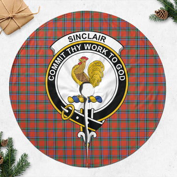 Sinclair Ancient Tartan Christmas Tree Skirt with Family Crest