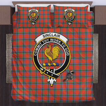 Sinclair Ancient Tartan Bedding Set with Family Crest