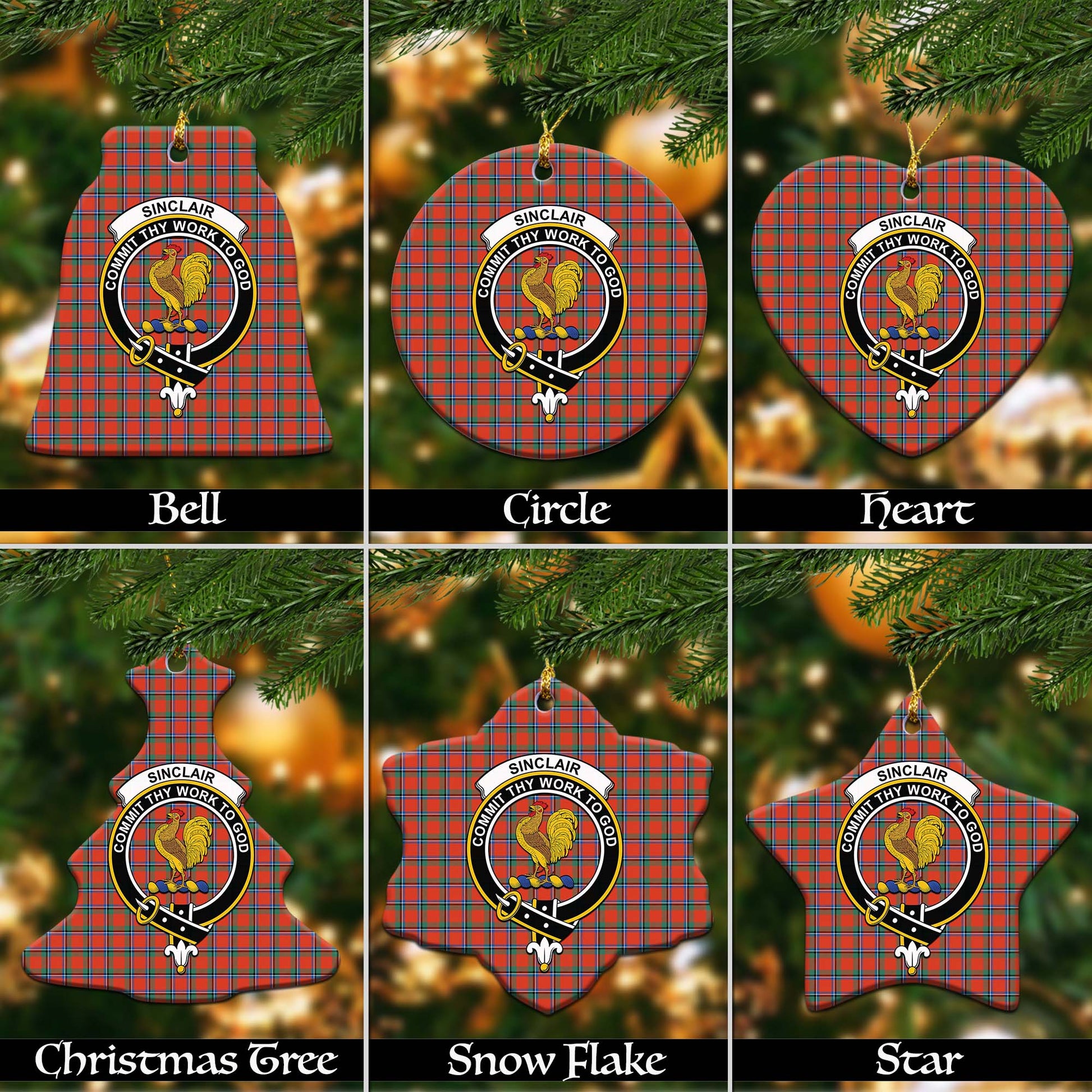 Sinclair Ancient Tartan Christmas Ornaments with Family Crest - Tartanvibesclothing