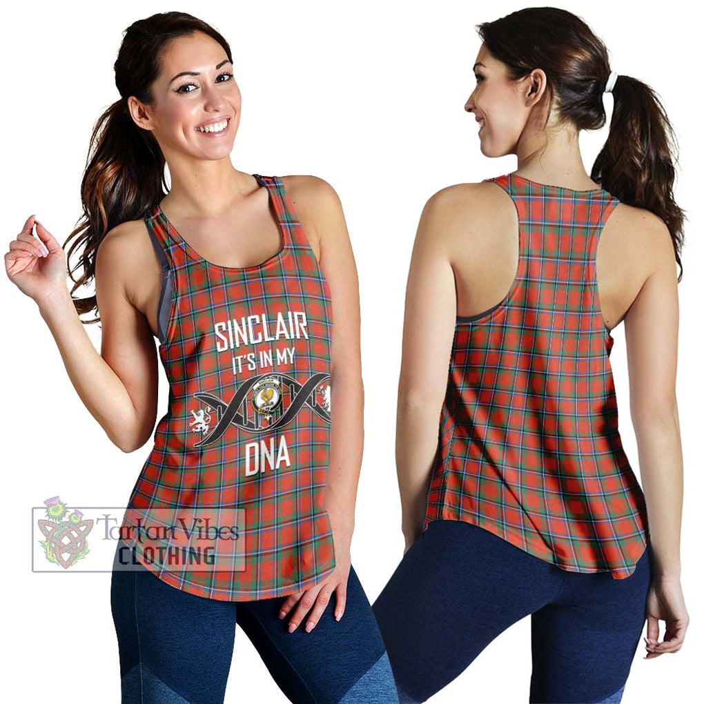 Sinclair Ancient Tartan Women's Racerback Tanks with Family Crest DNA In Me Style 4XL - Tartanvibesclothing Shop