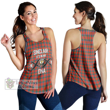 Sinclair Ancient Tartan Women's Racerback Tanks with Family Crest DNA In Me Style