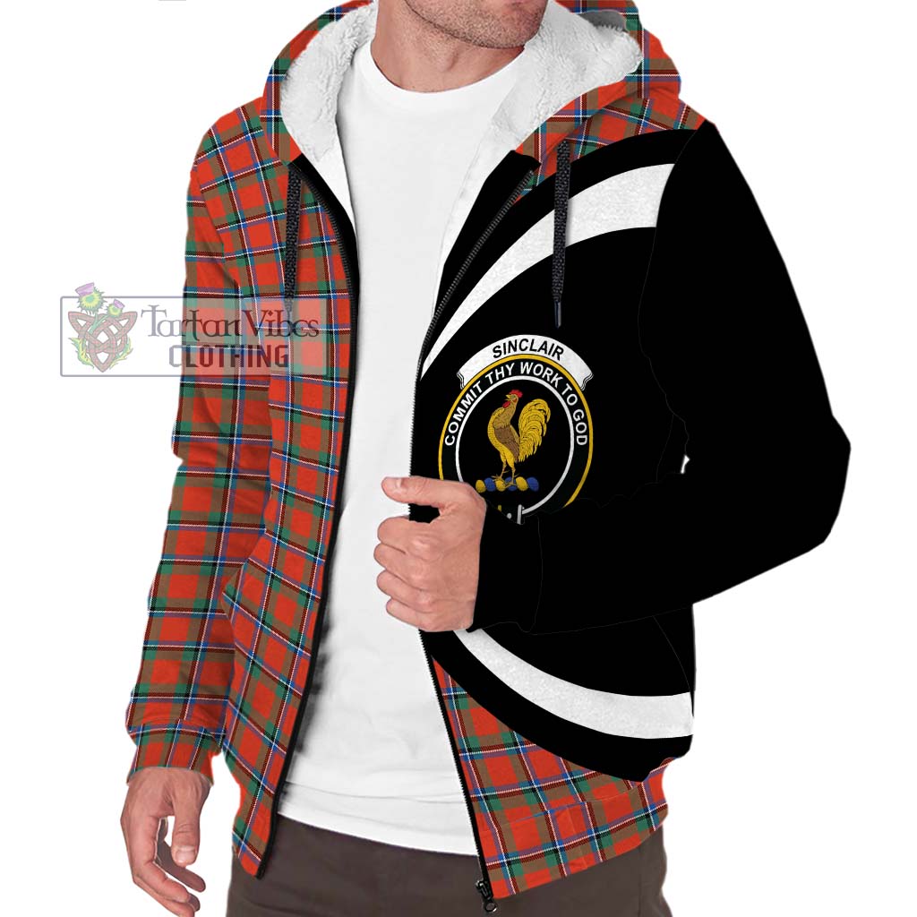 Tartan Vibes Clothing Sinclair Ancient Tartan Sherpa Hoodie with Family Crest Circle Style