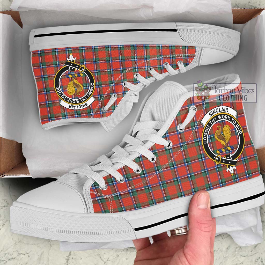 Tartan Vibes Clothing Sinclair Ancient Tartan High Top Shoes with Family Crest